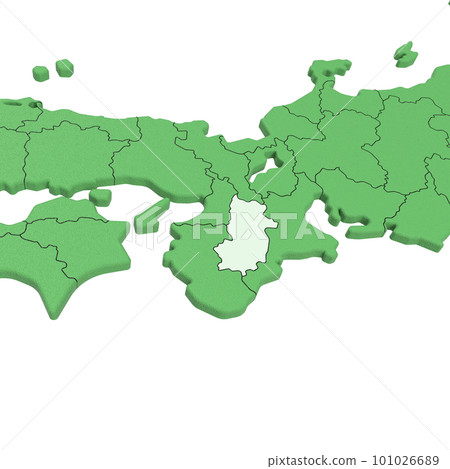 Vector material / Bird view of the Japanese archipelago Prefectural border display [Nara Prefecture] 101026689