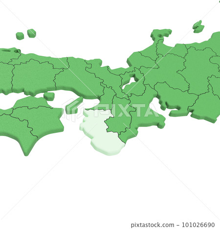 Vector material/Bird view of the Japanese archipelago Prefectural border display [Wakayama Prefecture] 101026690