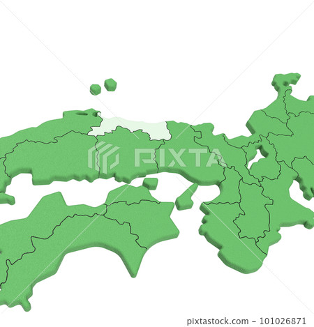 Vector material / Bird view of the Japanese archipelago Prefectural border display [Tottori Prefecture] 101026871