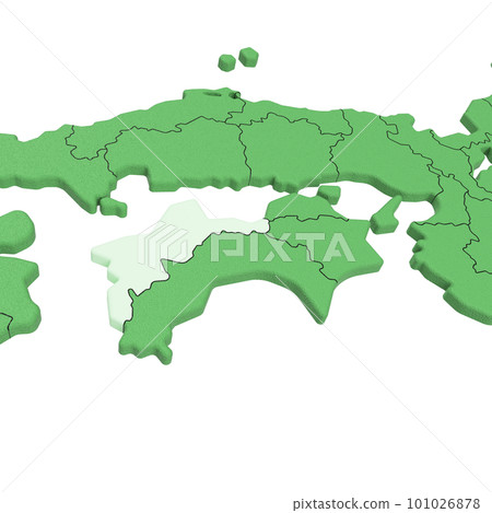 Vector material / Bird view of the Japanese archipelago Prefectural border display [Ehime Prefecture] 101026878
