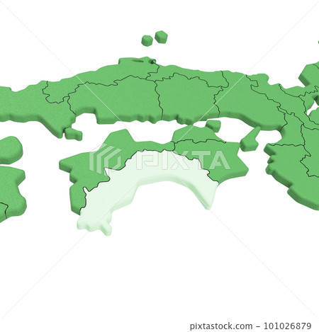 Vector material / Bird view of the Japanese archipelago Prefectural border display [Kochi Prefecture] 101026879