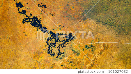 Miory District, Vitebsk Region, Belarus. The Yelnya Swamp. Upland And Transitional Bogs With Numerous Lakes. Elevated Aerial View Of Yelnya Nature Reserve Landscape. Famous Natural Landmark 101027082