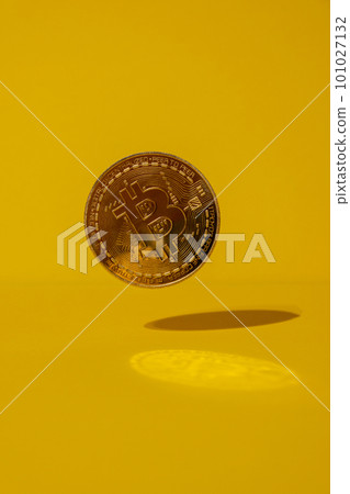 Bitcoin gold coin levitation with shadow reflection. Bitcoin flying mining trading concept. BTC golden money. Worldwide virtual internet Cryptocurrency or crypto digital payment system. Digital coin Bitcoin gold coin levitation with shadow reflection. Bitcoin flying mining trading concept. BTC golden money. Worldwide virtual internet Cryptocurrency or crypto digital payment system. Digital coin 101027132