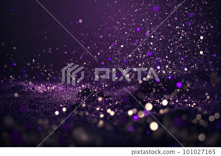 Small flying shiny particles and confetti on blue purple background, generative AI 101027165