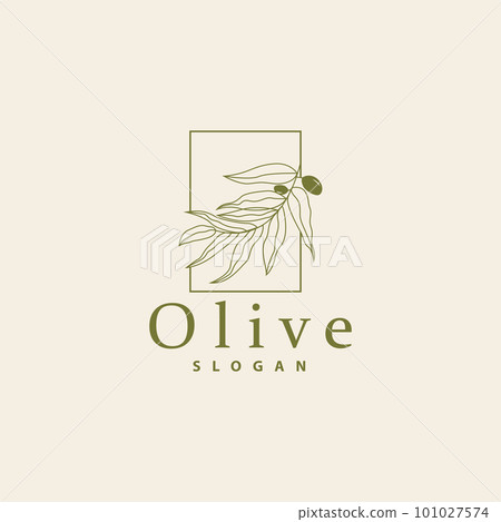 Olive Oil Logo, Olive Leaf Plant Herbal Garden Vector, Simple Elegant Luxurious Icon Design Template illustration 101027574