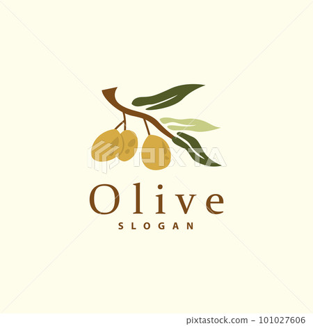 Olive Oil Logo, Olive Leaf Plant Herbal Garden Vector, Simple Elegant Luxurious Icon Design Template illustration 101027606