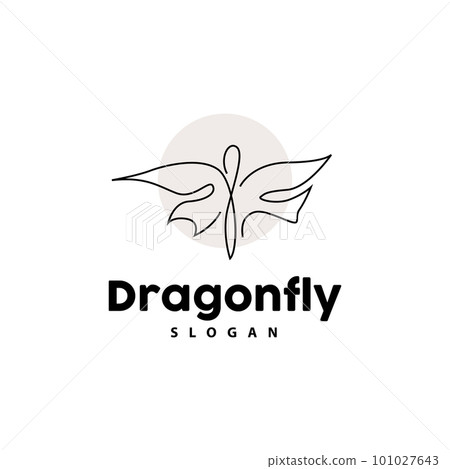 Dragonfly Logo, Flying Animal Vector, Luxurious Elegant Simple Minimalist Design, Illustration Template Icon 101027643
