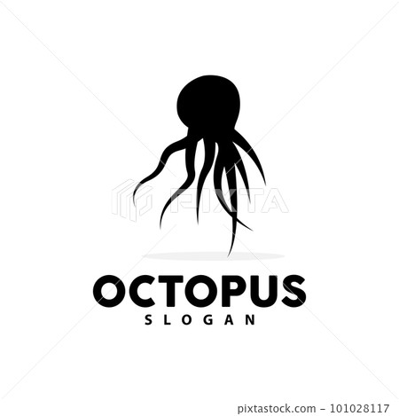 Octopus Logo, Sea Animals Vector, Seafood Ingredients Cuttlefish Tentacles Icon Silhouette Design 101028117