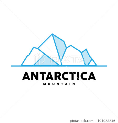 Iceberg Logo, Antarctic Mountains Vector In Ice Blue Color, Nature Design, Product Brand Illustration Template Icon 101028236