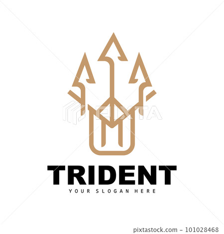 Trident Logo, Vector Magic Spear of Poseidon Neptune, Triton King Design, Template Icon Brand Illustration 101028468