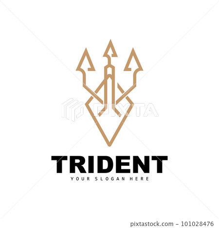 Trident Logo, Vector Magic Spear of Poseidon Neptune, Triton King Design, Template Icon Brand Illustration 101028476
