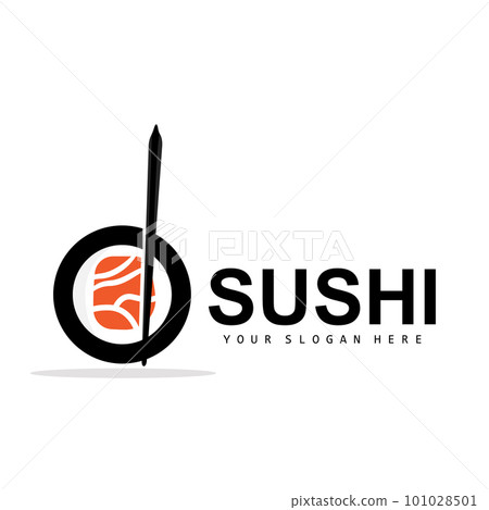 Sushi Logo, Japanese Food Sushi Seafood Vector, Japanese Cuisine Product Brand Design, Template Icon 101028501