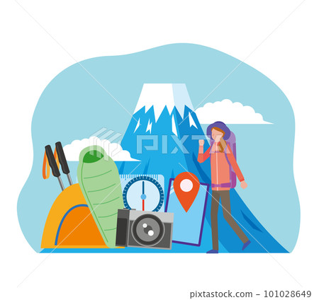 A woman climbing mountains 101028649