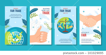 World Fair Trade Day Social Media Stories Flat Cartoon Hand Drawn Templates Illustration World Fair Trade Day Social Media Stories Flat Cartoon Hand Drawn Templates Illustration 101029095