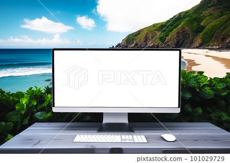 PC顯示屏，透明屏，熱帶海灘 101029729