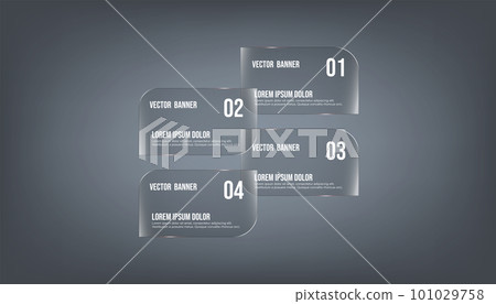 Transparent Graphic Design Vector Banner. Infographic design vector can be used for workflow layout, diagram, annual report, web design. Business concept with 4 options, steps or processes. 101029758