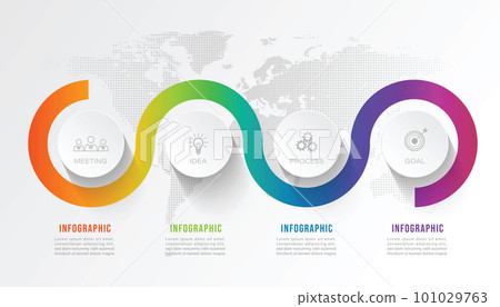 Business infographic circle shape four option, process or step for presentation. Can be used for presentations, workflow layout, banners and web design. Business concept with 4 options, steps, parts. 101029763