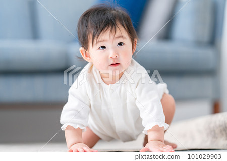 Baby crawling sitting smile 101029903