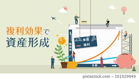 以資產形成/具有復利效應的長期投資為主題的橫幅插圖 101029949