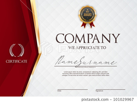 Recognition, appreciation and education award certificate. Vector letter for high achievements in studies or work. Official document for diligence and significant accomplishment in field of activity 101029967