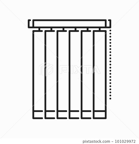 Jalousie interior design element, sunshade shutter isolated outline icon. Vector roman curtains shade, window frame rolled cover, venetian jalousie Jalousie interior design element, sunshade shutter isolated outline icon. Vector roman curtains shade, window frame rolled cover, venetian jalousie 101029972