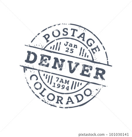 Colorado Denver postage mark, mail post round seal, ink postmark of US America. Vector USA print on postcard, mail delivery insignia, international mail 101030141