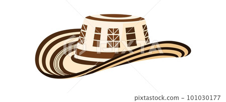 Barranquilla carnival holiday panama hat. Colombian folklore party clothing, South America country culture festival costume element. Barranquilla carnival holiday celebration isolated vector hat Barranquilla carnival holiday panama hat. Colombian folklore party clothing, South America country culture festival costume element. Barranquilla carnival holiday celebration isolated vector hat 101030177