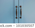 Handle to open and close the blue wardrobe door. 101030507