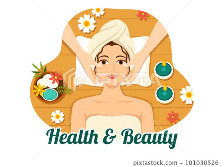 Beauty and Health Illustration with Natural Cosmetics and Eco Products for Problematic Skin or Treatment Face in Women Cartoon Hand Drawn Templates 101030526