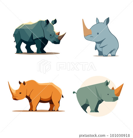 Set of cartoon drawings of rhinos. For your logo or sticker design Set of cartoon drawings of rhinos. For your logo or sticker design 101030918