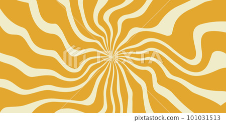 Trippy spiral wavy lines background. Psychedelic radial burst wallpaper. Linear sunburst swirl. Twisted and distorted curly texture. Vector  101031513