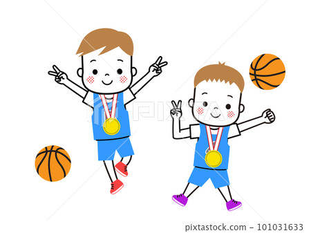 Basketball team boys overjoyed to receive a gold medal Basketball team boys overjoyed to receive a gold medal 101031633