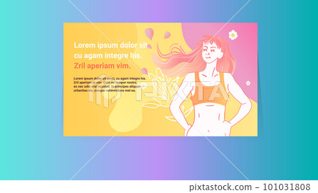 sexy woman young sporty girl in sportswear posing on camera fitness club ad template portrait 101031808