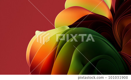 Abstract 3D rendering image with vivid red and green, South America Africa subtropical image 101031908
