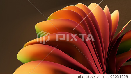 Botanical abstract with a chic and calm impression, 3D rendering of draping like flower petals 101031909
