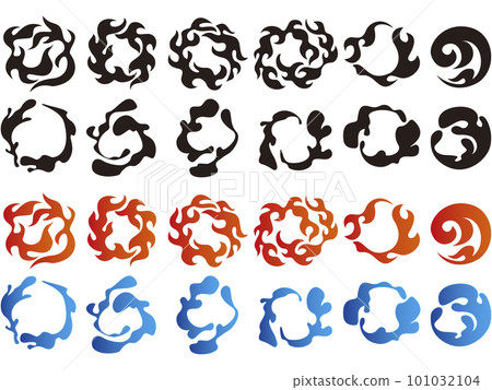 Attribute one-point icon material: fire and water Attribute one-point icon material: fire and water 101032104