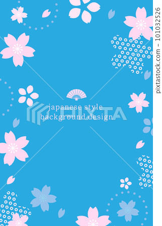 Japanese-style background A Japanese-style background design with a cherry blossom motif. image of Japan. traditional pattern 101032526