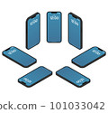 Black smartphone isometric illustration set 08-02_standby screen 101033042