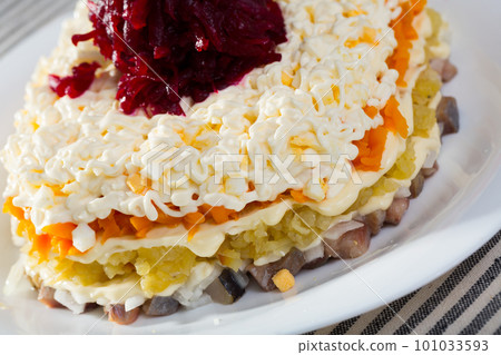 Russian dressed herring salad Russian dressed herring salad 101033593
