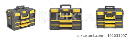 bog professional plastic tools case set 3d render on white background bog professional plastic tools case set 3d render on white background 101033997