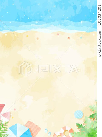 柔軟可愛的手繪大海和沙灘背景圖 101034201
