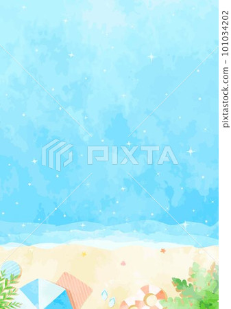 平靜的夏日大海和沙灘背景圖 101034202