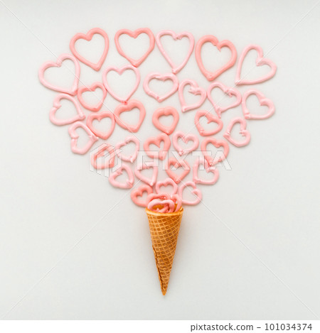 pink heart in a waffle cone 101034374