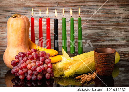 Kwanzaa holiday concept  traditional lit candle 101034382