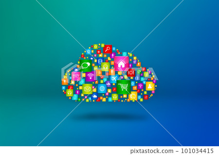 Cloud Computing symbol on blue background 101034415