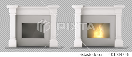 Isolated realistic white electric fireplace vector 101034796