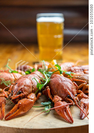 River boiled crayfish. Red cooked crayfish. Plate with crayfish. River boiled crayfish. Red cooked crayfish. Plate with crayfish. 101035080