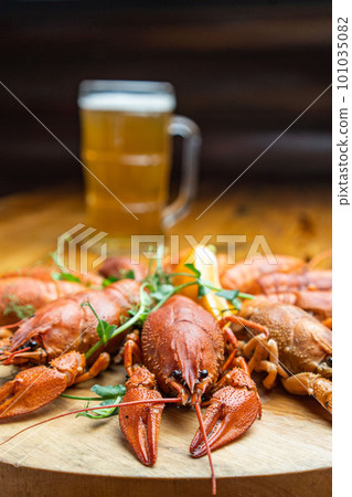 River boiled crayfish. Red cooked crayfish. Plate with crayfish. River boiled crayfish. Red cooked crayfish. Plate with crayfish. 101035082