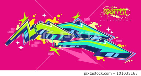 Colorful Abstract Urban Street Art Graffiti Style Arrows Vector Illustration Template Background 101035165