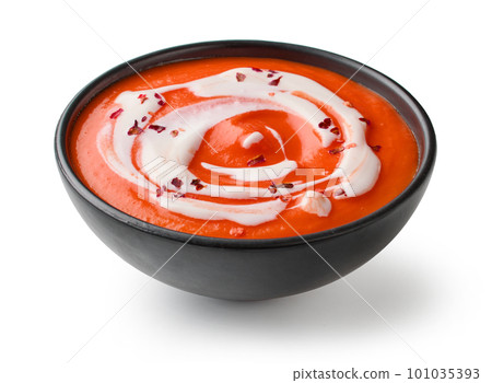 tomato cream soup on white background tomato cream soup on white background 101035393